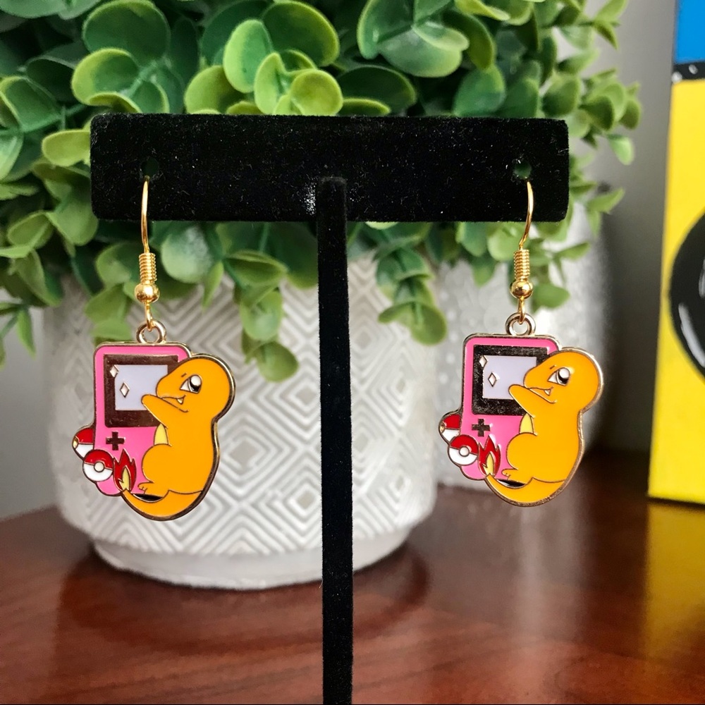 ANY 2 FOR 20!✨Gold enamel Charmander Gameboy Pokémon earrings✨🔥